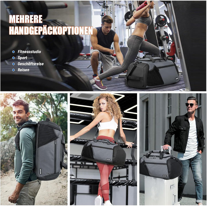 BECOJADDE Sporttasche Herren 40L Gross Sporttaschen Reiserucksack Mehrere Taschen Rucksack mit Schuh