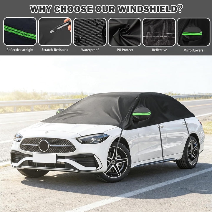 Auto Halbgarage, Wasserdicht Universal Halbgarage, Autoabdeckung für Auto Allwetterschutz vor Regen,