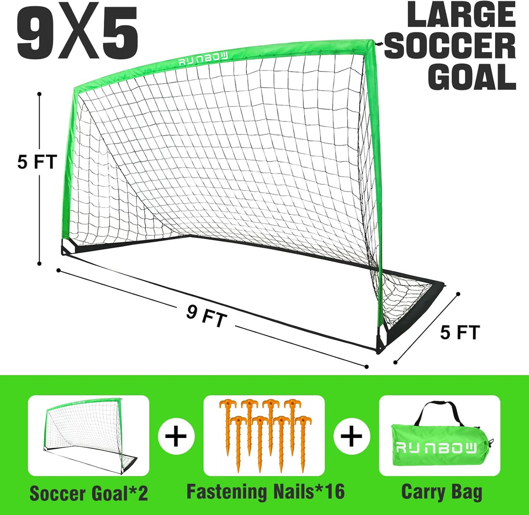 274 x 152 cm Kinder Fussballtor mit Tragesack, tragbare Fussballnetze für Hinterhoftraining, Indoor/