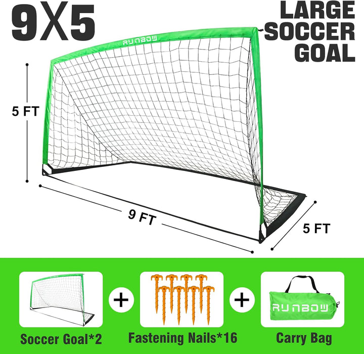 274 x 152 cm Kinder Fussballtor mit Tragesack, tragbare Fussballnetze für Hinterhoftraining, Indoor/