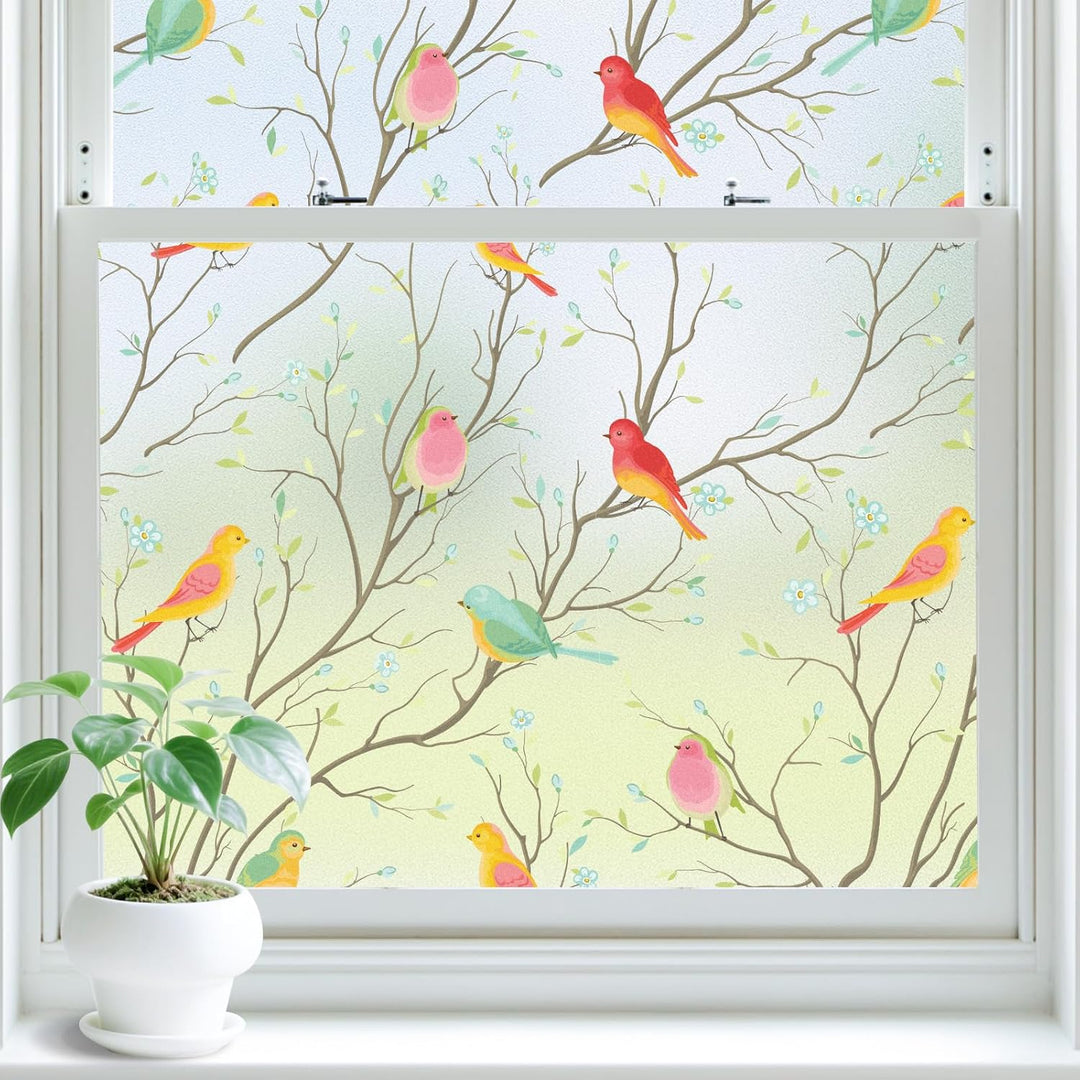 Lifetree Fensterfolie Blickdicht Sichtschuzfolie Selbsthaftende: Glasmalerei Sonnenschutz Fenster Bu