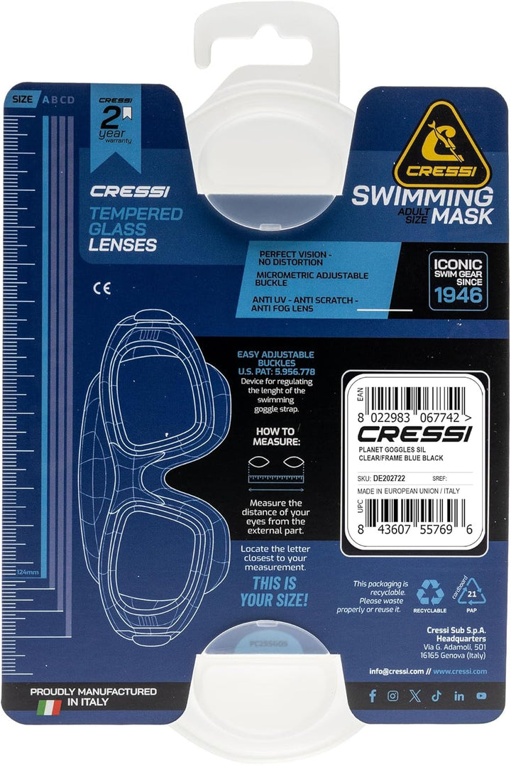 Cressi Planet Goggles - Premium Schwimmbrille für Schwimmen, Pool, Triathlon und alle Wassersportart