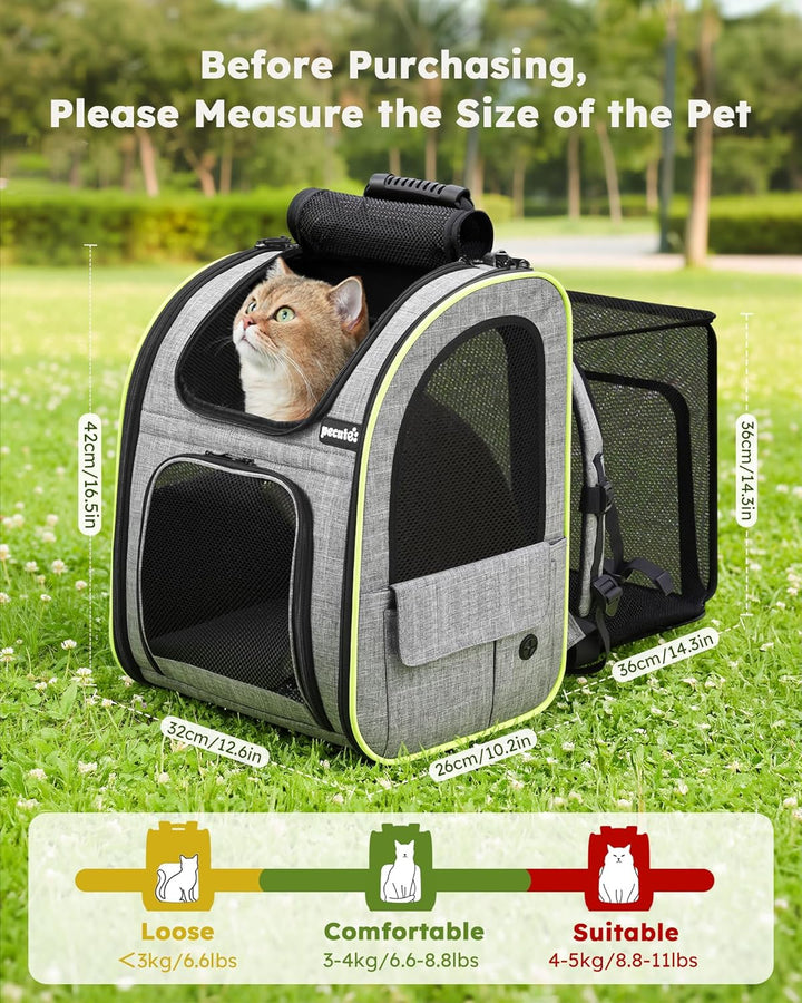 pecute Hunderucksack, Erweiterbar Faltbar, Katzenrucksack Grosse Katzen mit Anti-offener Reissversch