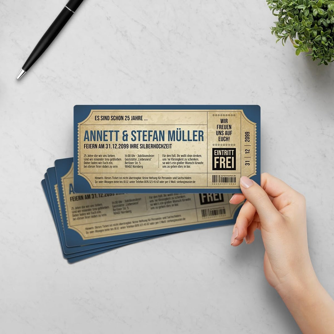Kartenmachen.de Individuelle Foto Silberhochzeit Hochzeitseinladungen ab 10 bis 100 Stück selbst ges