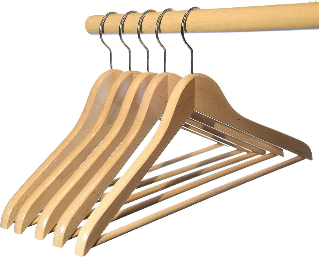 Kleiderbügel aus Buchenholz, Holz aus nachhaltiger Forstwirtschaft mit EUDR, Natur lackiert (Wasserl