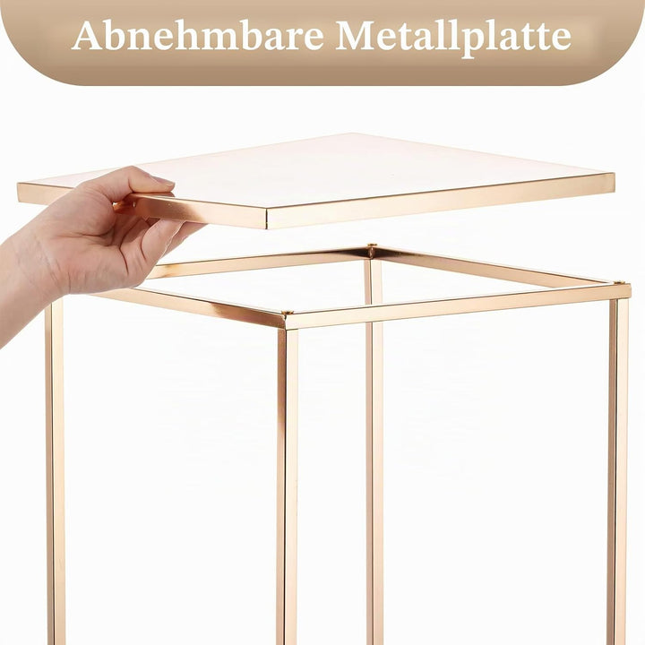 Sziqiqi 60cm Metall Goldene Rechteckige Vasen mit Platte Hochzeits Tisch – 10Stück Hoch Vase Blumens