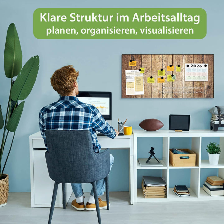 banjado Magnettafel schwarz 78 x 37cm / Magnetwand Metall/Magnetpinnwand als Memoboard/Pinnwand Magn