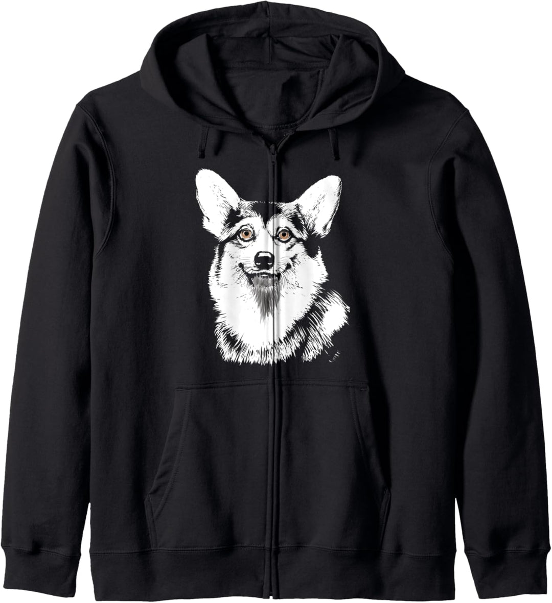 Süsser walisischer Corgi handgezeichnete Skizze künstlerisch Kapuzenjacke
