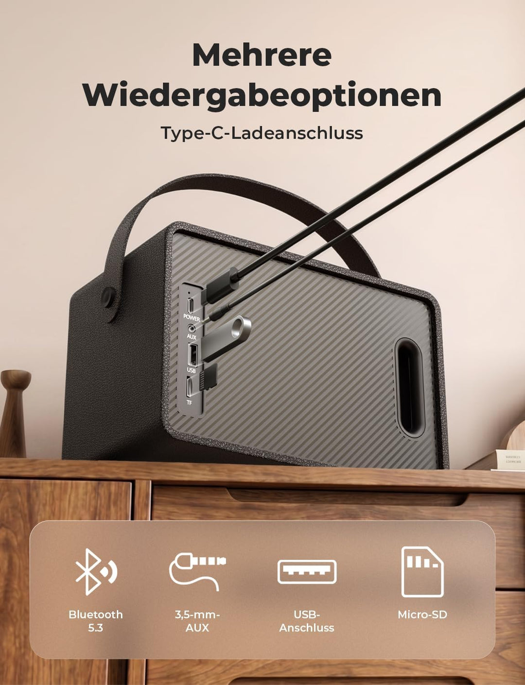 RIENOK Bluetooth-Lautsprecher, 40 W, leistungsstark, Autonomie, 15 H, RGB-Lichter, Bluetooth 5.3, St