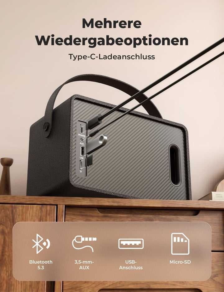 RIENOK Bluetooth-Lautsprecher, 40 W, leistungsstark, Autonomie, 15 H, RGB-Lichter, Bluetooth 5.3, St