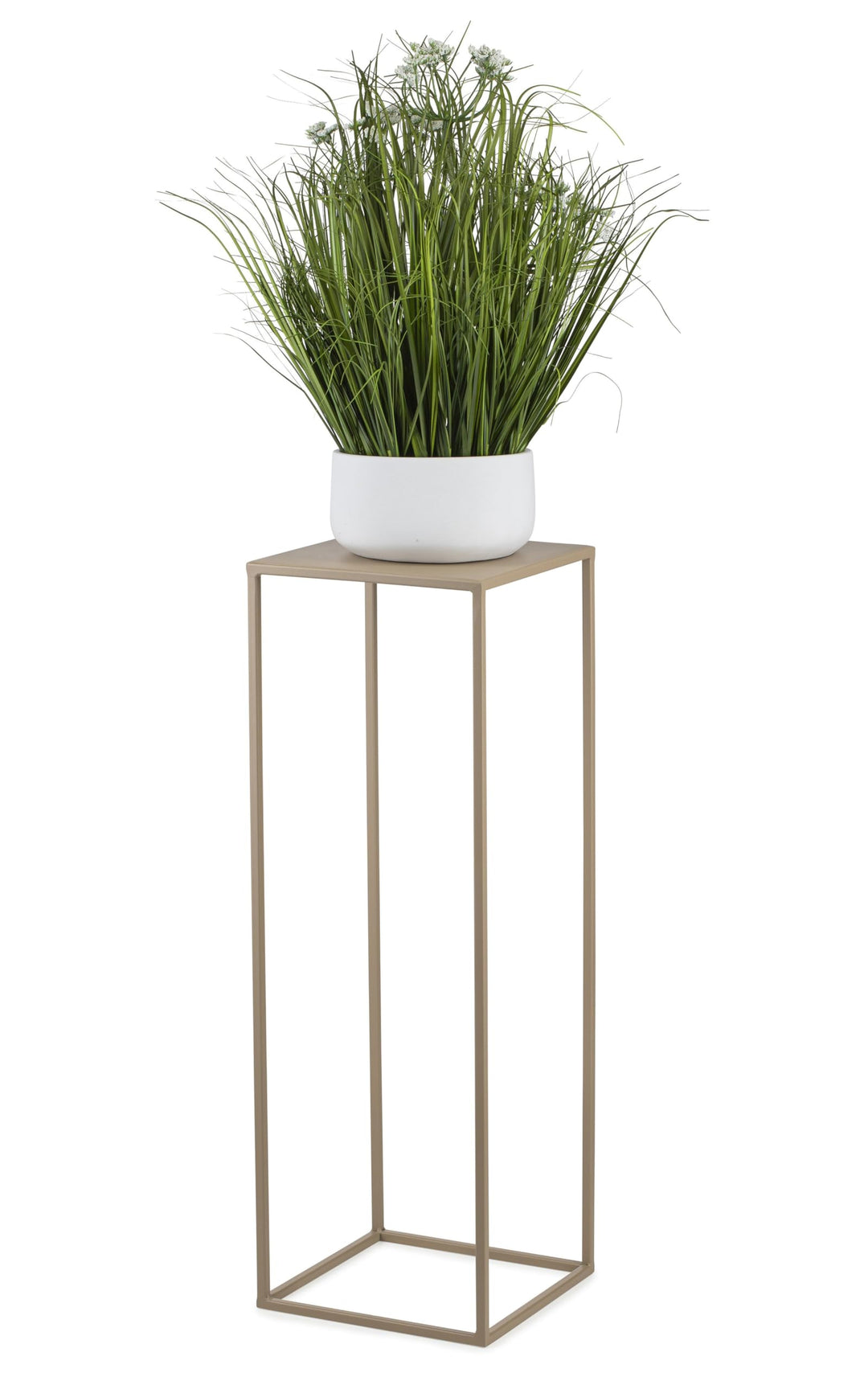 HowHomely Blumenständer Metall Beige 70 cm Hoch - Solider und Robuster Blumenhocker Metall - Pflanze