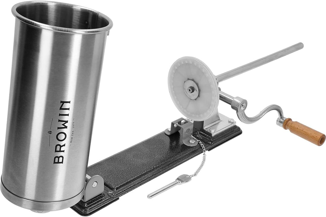 Browin 311003 Waagerechter 3 kg, Wurstmaschine Wurstfüllmaschine Manuell Wurstfüller, Edelstahl, 3 k