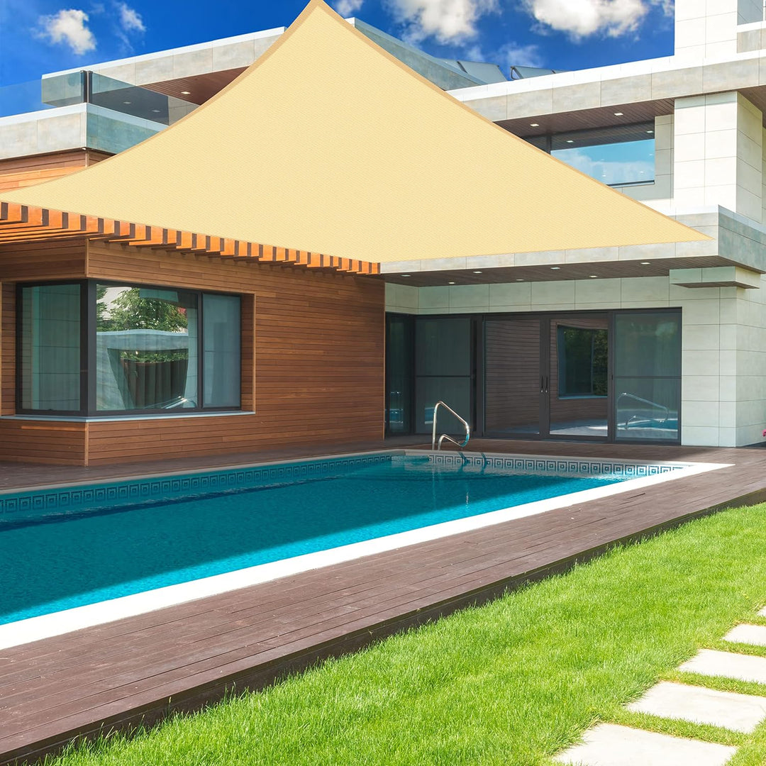 Sunnylaxx 4x4m Sonnensegel Quadrat, Wasserdicht Sonnenschutz Sunsegel Color Sand, 95% UV-Schutz,für