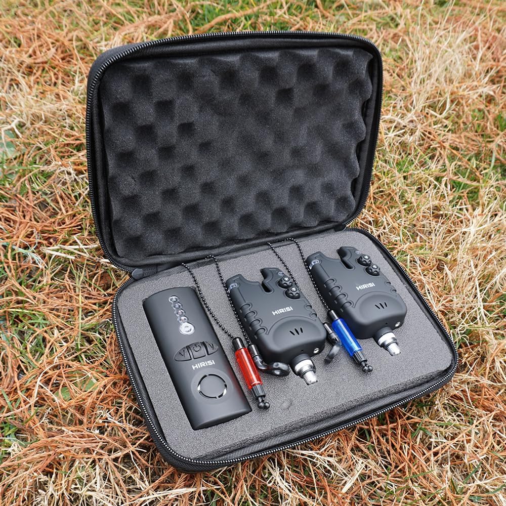 Hirisi Tackle Drahtloses Karpfenangeln Bissanzeiger Set 4+1Wasserdichtes Angelzubehör Bissanzeiger m