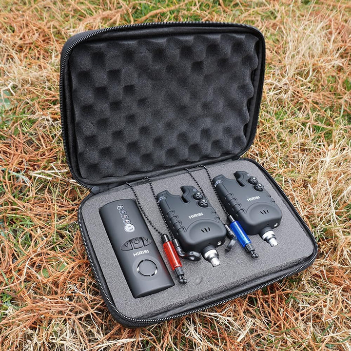 Hirisi Tackle Drahtloses Karpfenangeln Bissanzeiger Set 4+1Wasserdichtes Angelzubehör Bissanzeiger m