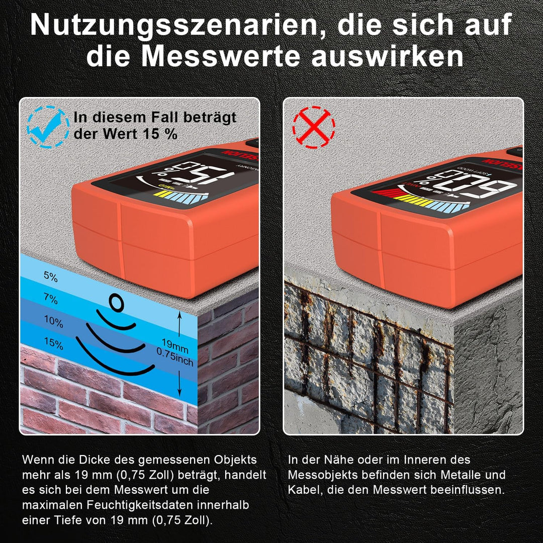 LASELION Nicht-invasive Feuchtigkeitsmessgerät MS02 Feuchtigkeitsmesser Detector Holzfeuchtemessgerä