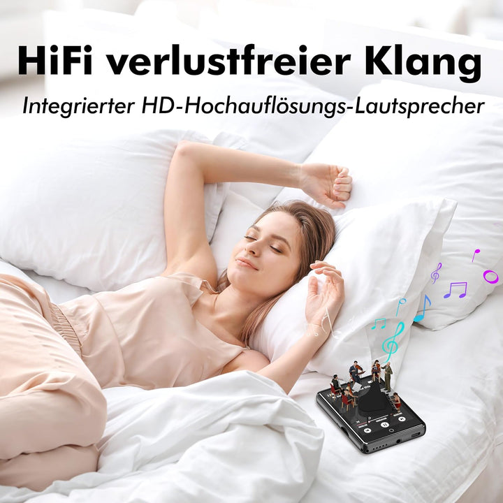 64GB MP3 Player Bluetooth 5.3, tragbarer Touchscreen Music mp3-Player für Kinder mit Lautsprecher, S