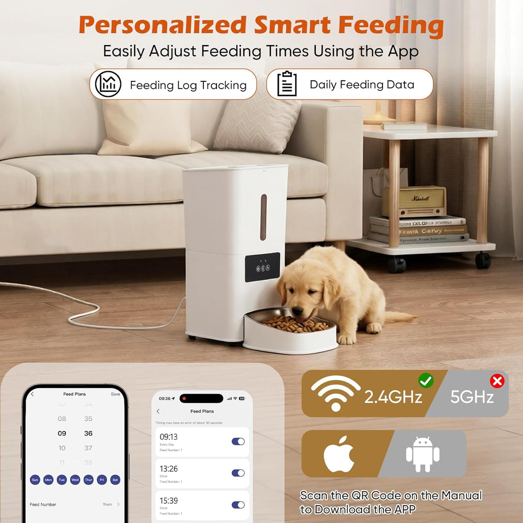 Futterautomat Katze 5L mit App Steuerung,15g Portionen für Katzen &amp; Hunde | Katzenfutter Automat mit