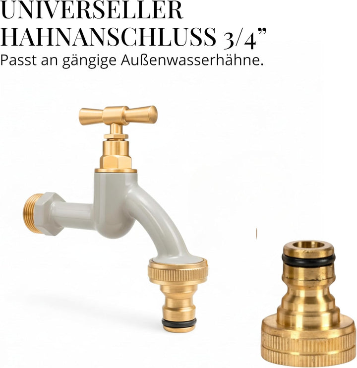 LIVLIG Messing Schlauchanschluss 1/2 Zoll im Set, Premium Gartenschlauch Verbinder für 1/2" Gartensc