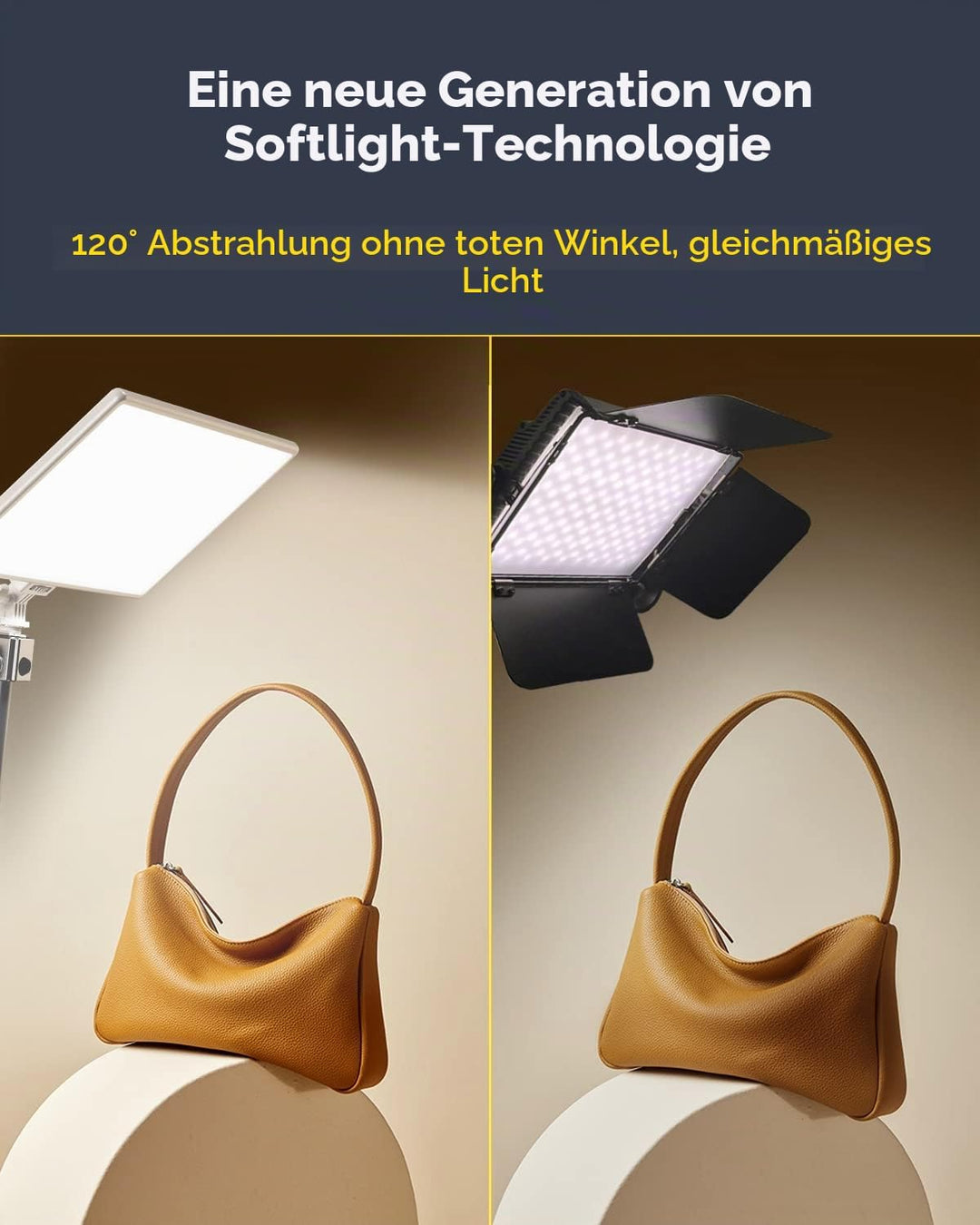 RALENO LED Videoleuchte, eingebauter 4000 mAh * 2 Akku 3200-5600 K CRI95 0-100% Helligkeitseinstellu