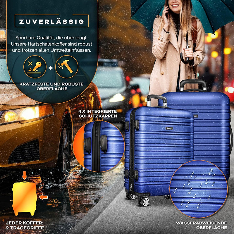 tillvex® Reisekoffer Set 4-teilig mit Gepäckwaage, Koffergurte und Kofferanhänger | Hartschale Koffe