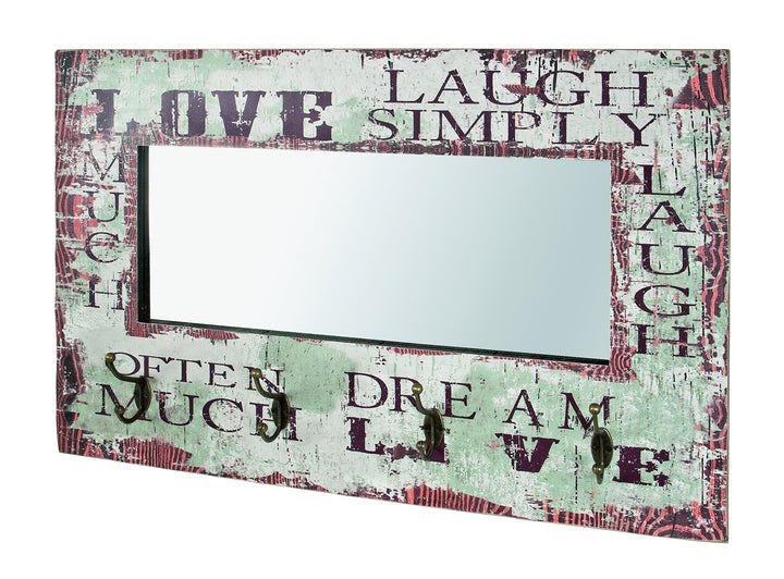 HAKU Möbel Wandgarderobe, MDF, Motiv-vintage, B 80 x T 10 x H 52 cm Motiv-vintage 80 x 10 x 52, Moti