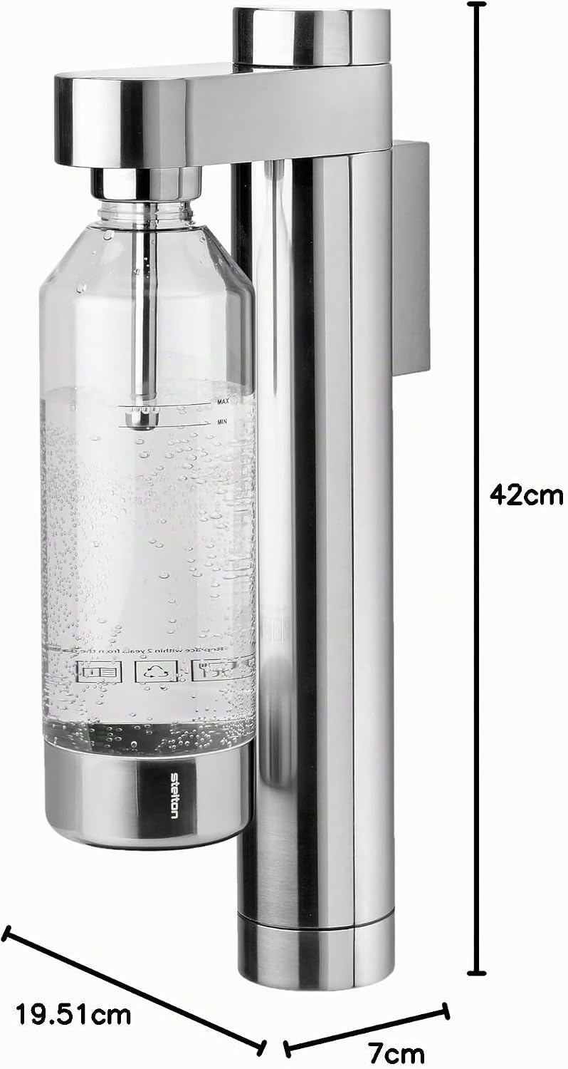Stelton Brus Wassersprudler, Wandhalterung mit Flasche, Premium Carbonator für Wasser mit CO2 - Eins