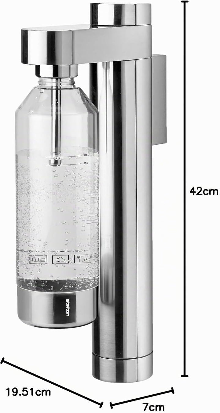 Stelton Brus Wassersprudler, Wandhalterung mit Flasche, Premium Carbonator für Wasser mit CO2 - Eins
