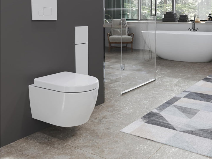 SSWW | Toilette für Gäste-WC, Spülrandloses WC mit Softclose Deckel, Hänge-WC aus Keramik, Wand-WC |