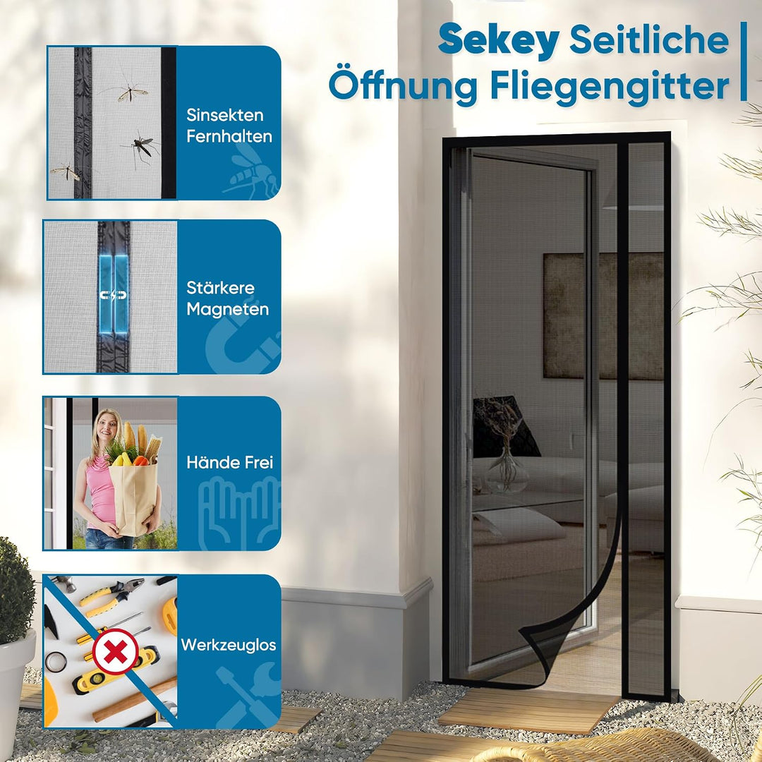 Sekey Fliegengitter Tür Vorhang Gegen Katzenkratzer Seitliche Öffnung Fliegengitter Ohne Bohren Balk