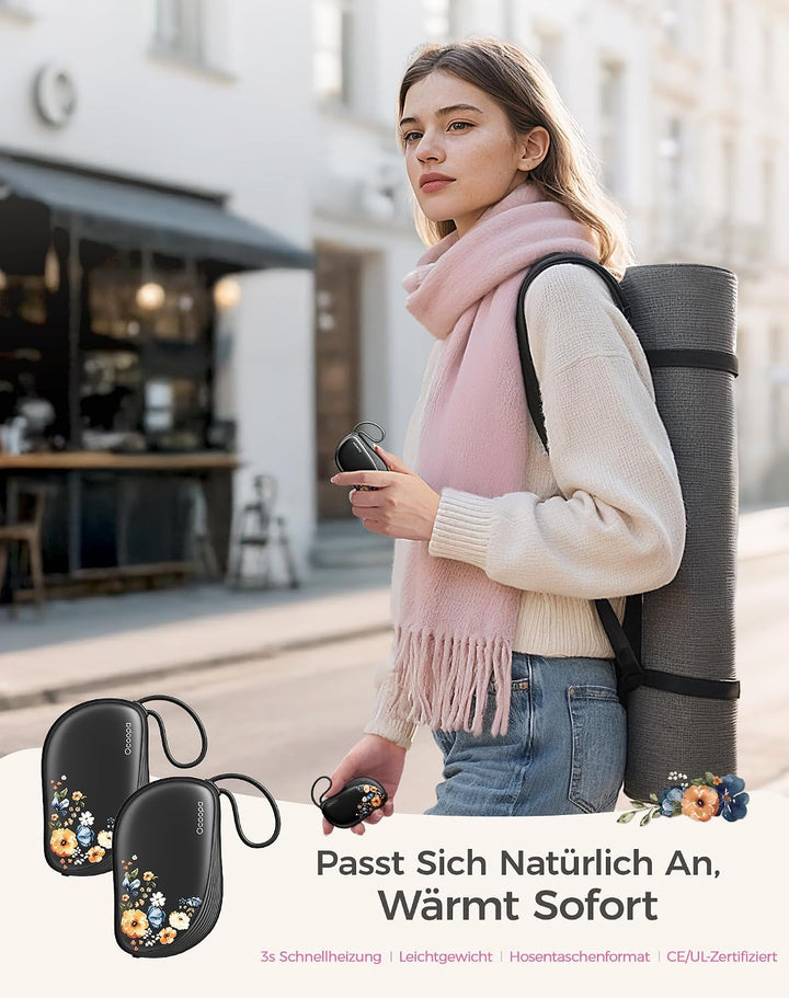 OCOOPA Handwärmer Elektrisch 2er-Pack, Wiederverwendbar 4000mAh Taschenwärmer, Weihnachten Geschenk