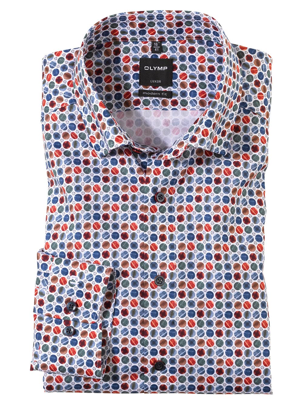 OLYMP Herren Businesshemd Luxor,Gemustert,modern fit,Under Button Down 39 Weiss 00, 39 Weiss 00