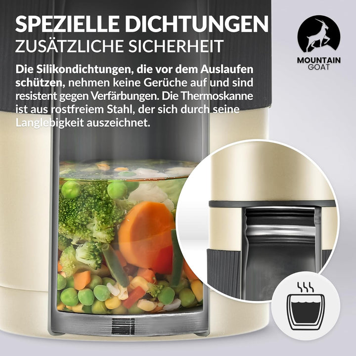 MOUNTAIN GOAT Thermobehälter für Essen 1L aus Edelstahl, Doppelwandig, Druckentlastungsventil, Isoli