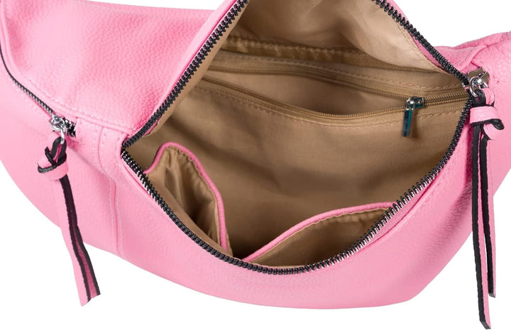 styleBREAKER Damen Halbmond Crossbody Schultertaschen Set 3-Teilig, Schultergurt mit Muster, Schlüss