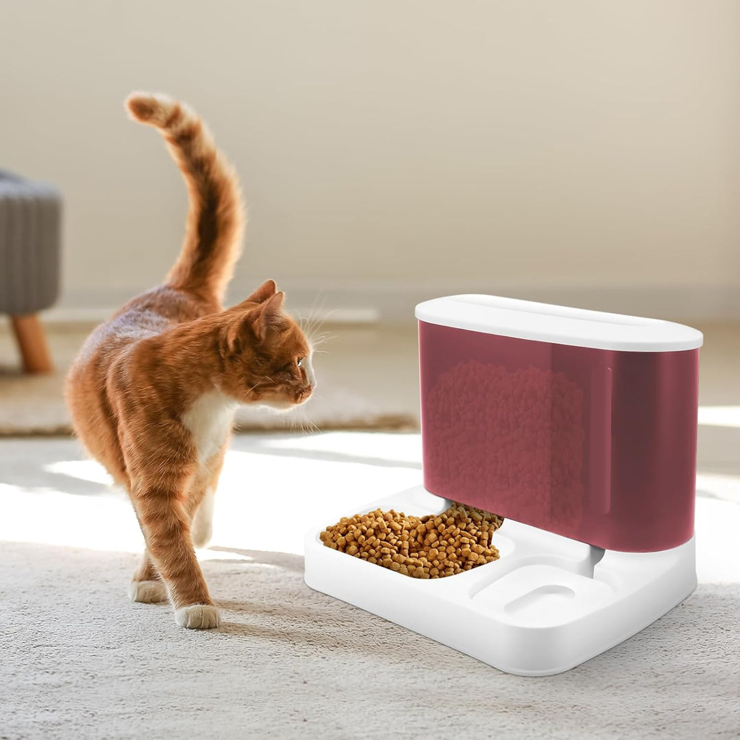 2-in-1 Automatisches Katzenfutter- und Wasserspender-Set Schwerkraft-Katzenfütterung Hundefutter- un