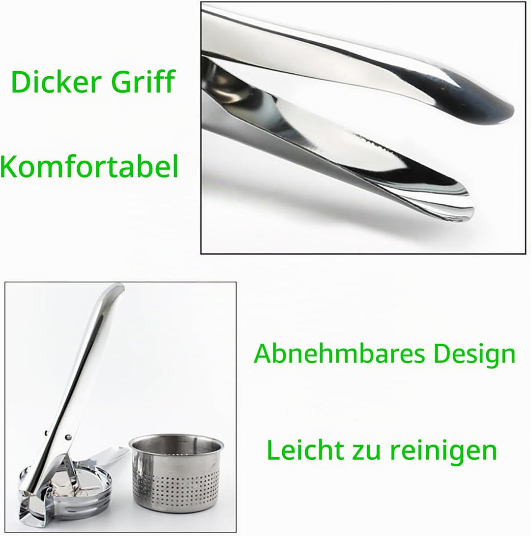 Kartoffelpresse Edelstahl Kartoffelstampfer Stampfer - 1 Stück, Robuster Kartoffelstampfer, Grosser