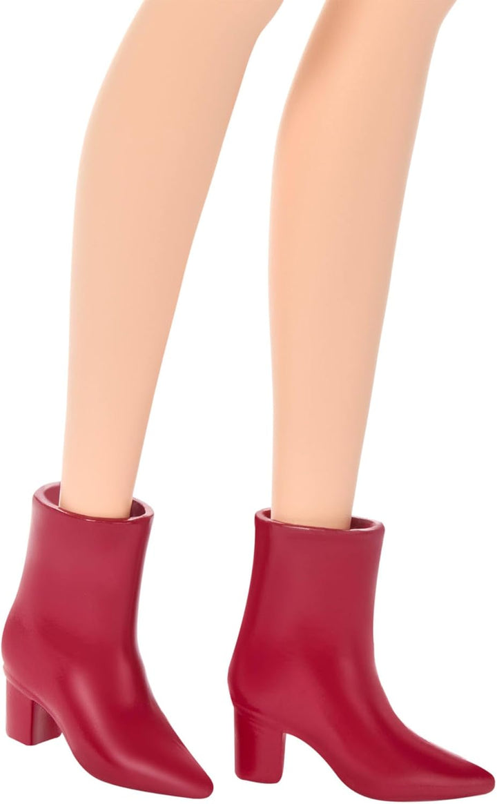 Barbie Fashionistas Puppe Nr. 246 in einem rosa, trägerlosen Kleid mit Leopardenmuster, mit schwarze