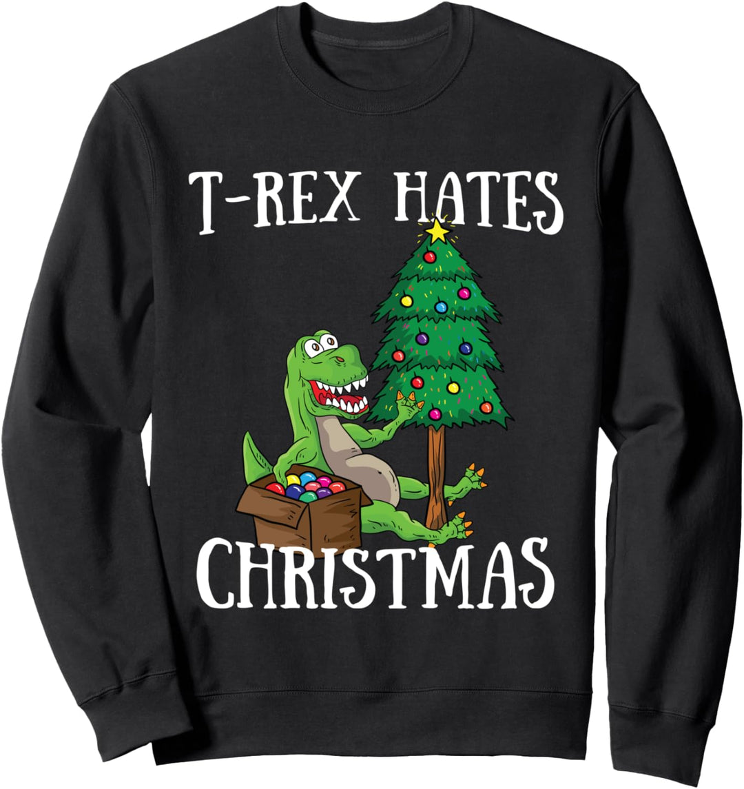 T-Rex Hates Christmas X-Mas Baumlichter Dekoration Dinosaurier Sweatshirt