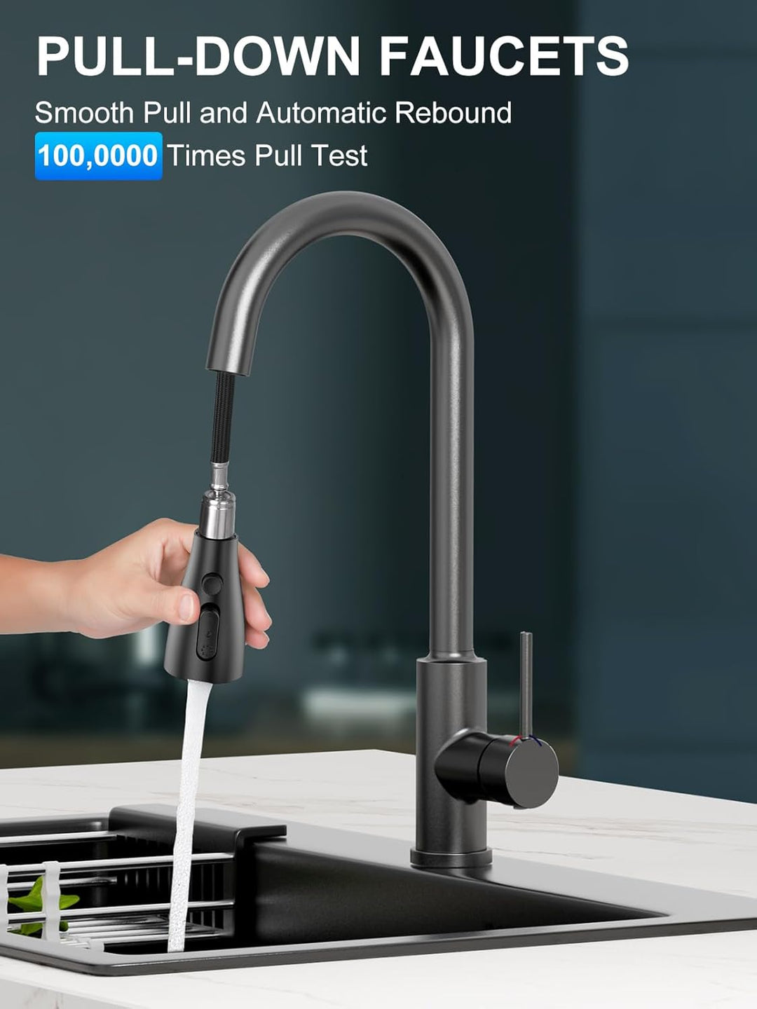 Wasserhahn Spüle Küche mit Brause Ausziehbar - SREWOHS PRO Hochdruck Küchenarmatur Mischbatterie 360