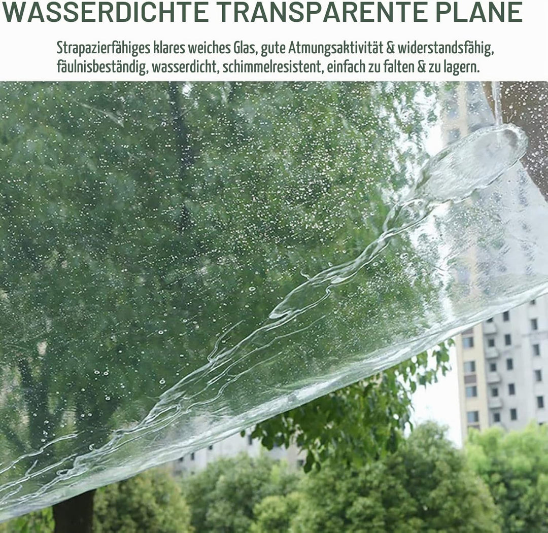 Plane Transparent mit Ösen 1X3M, PVC Durchsichtige Plane Wasserdicht Abdeckplane, Reissfest Winddich