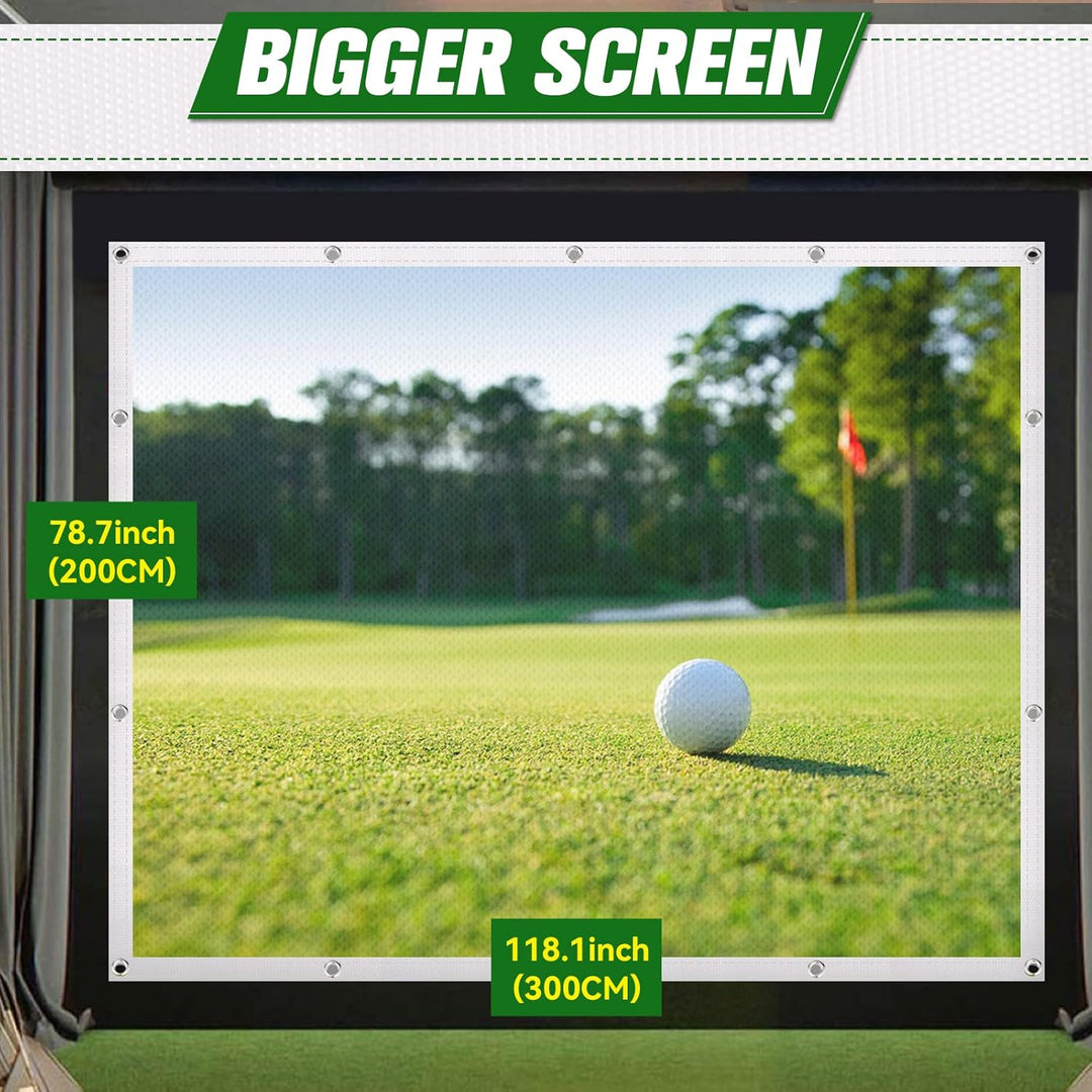 aikeec Golfsimulator-Schlagbildschirm: Golf-Schlagnetz mit 32 Ösen für Heimprojektorübungen 9.8 ft x