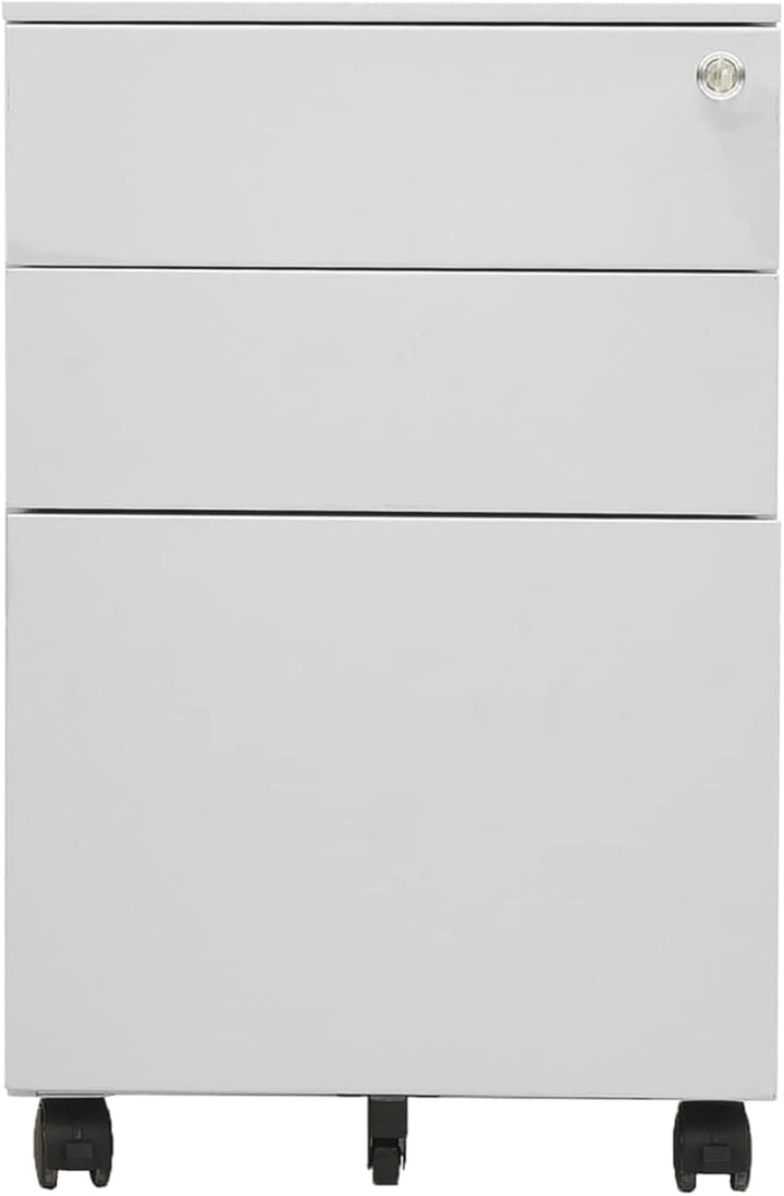 Homgoday Aktenschrank mit Rollen Büroschrank Rollschrank Rollcontainer Schubladenschrank mit 3 Schub