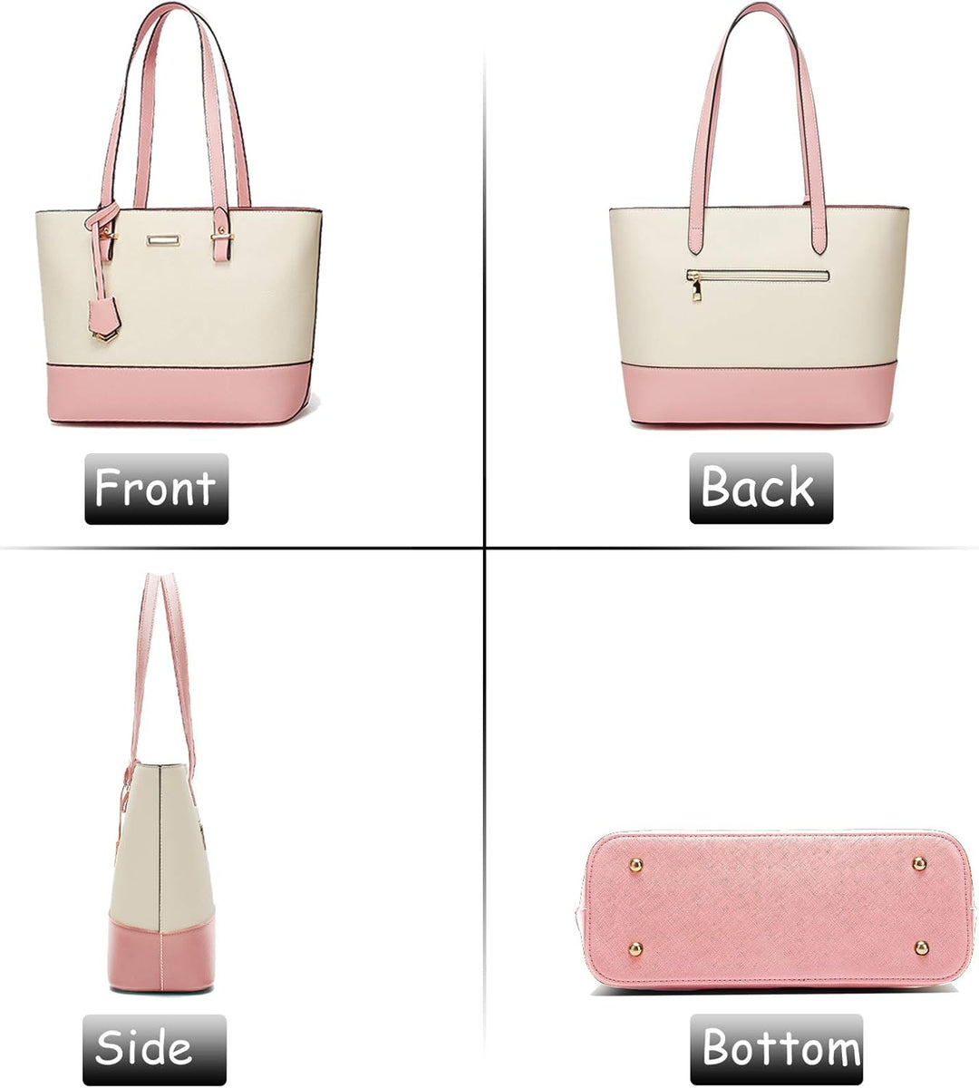 Handtasche Damen Gross Handtaschen Set Für Frauen Umhängetasche Taschen White&pinkss, White&pinkss