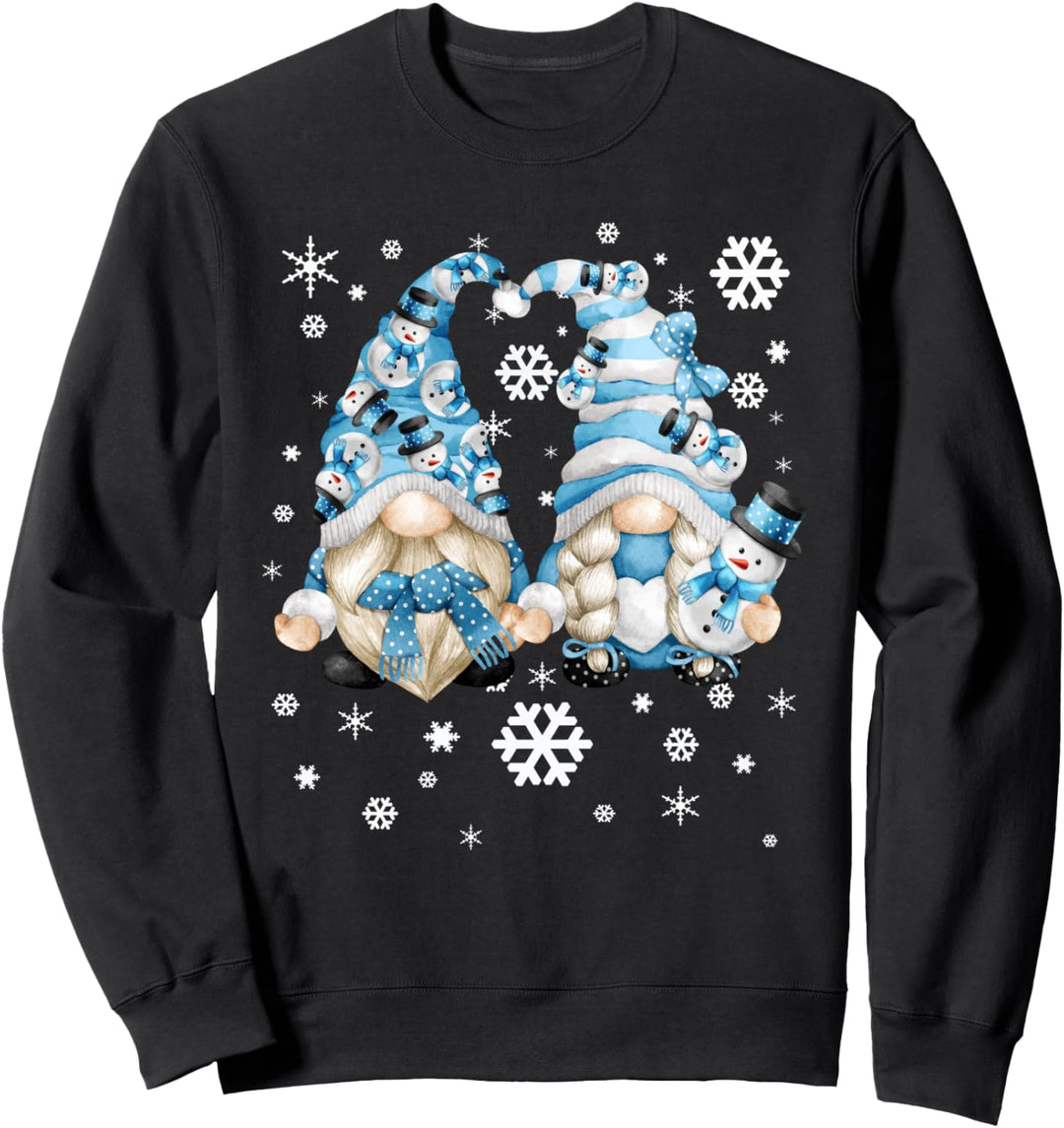 Niedliche Winter-Zwerge mit Schneeflocken, Schneeball-Dekoration und Schneemann Sweatshirt