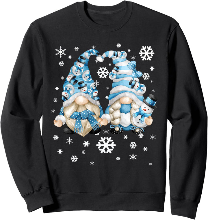 Niedliche Winter-Zwerge mit Schneeflocken, Schneeball-Dekoration und Schneemann Sweatshirt
