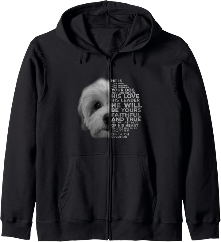 Bolonka Hunde Gesicht Spruch Friend Partner Hund Geschenk Kapuzenjacke