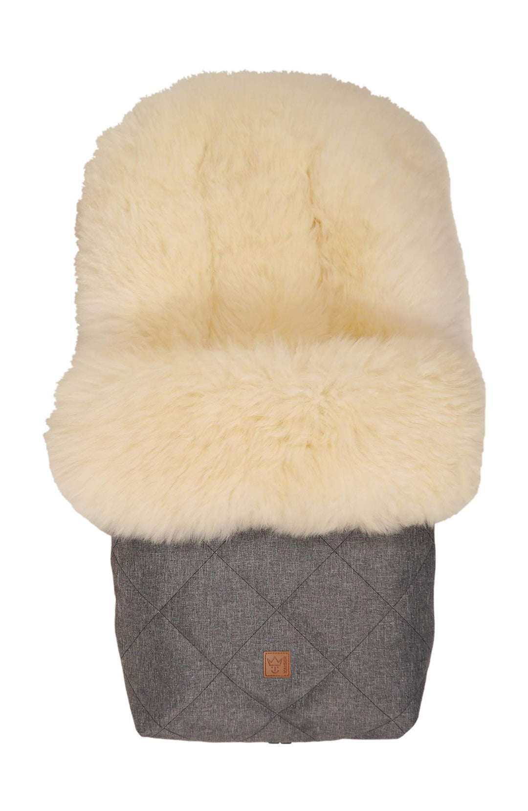 Lammfell Fusssack Nelly Limited Edition, Lammfell milky sand, anthracite melange