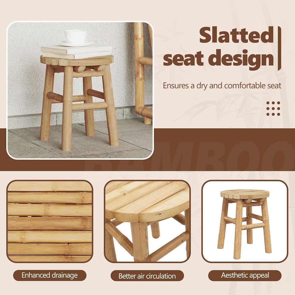 vidaXL Hocker Bambus Natur 30 x 30 x 36 cm Bambus, Wohnzimmer, Rustikaler Bambushocker, Rückenloser