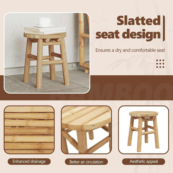 vidaXL Hocker Bambus Natur 30 x 30 x 36 cm Bambus, Wohnzimmer, Rustikaler Bambushocker, Rückenloser