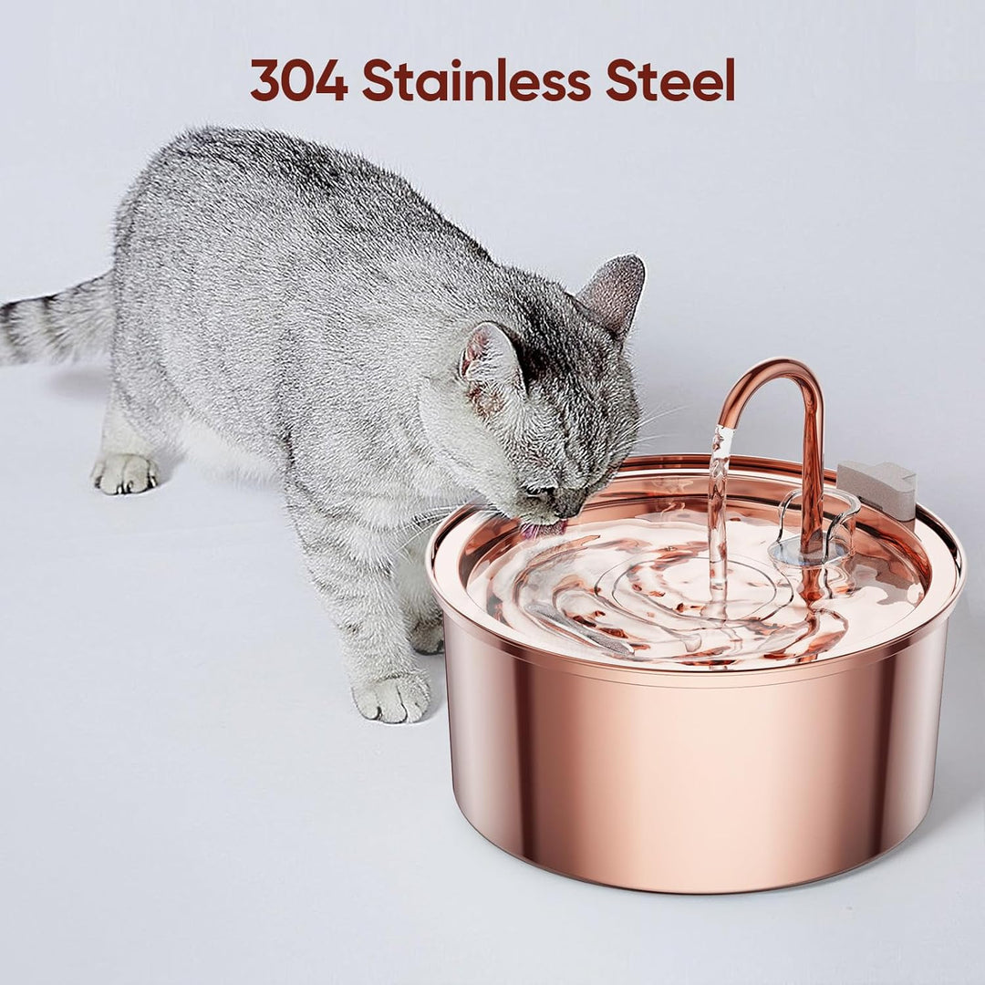 Tomxcute Katzenbrunnen Edelstahl Trinkbrunnen für Katze - 108oz/3.2L Ultra leise Wasserbrunnen für K